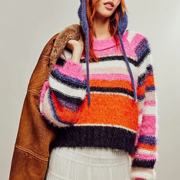 Free People Snowbird Sweater Multi-Colored Stripes - Picture 2 of 8